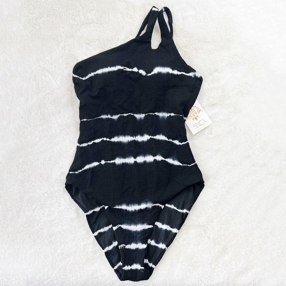 NWT Becca Iconic Tie Dye One Shoulder One Piece Swimsuit - Picture 2 of 6